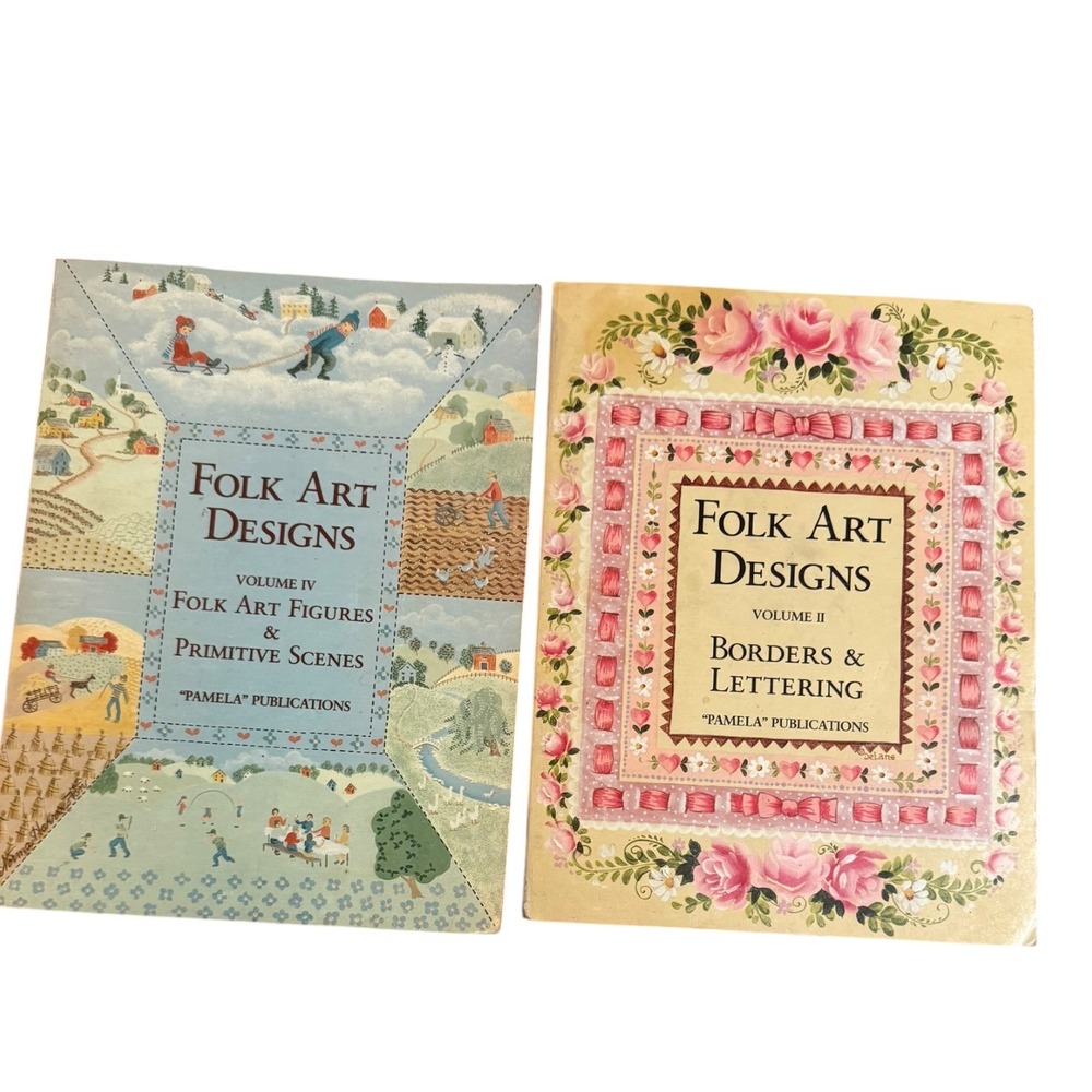 Vintage Folk Art Designs Pamela Publications Lot Vol II & IV Tole Painting Craft